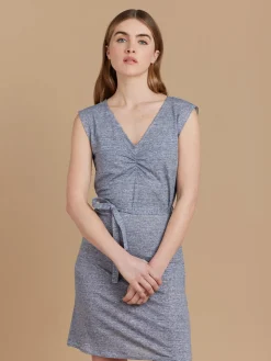Blue Linen Striped Carlo Dress<agnès b. Sale