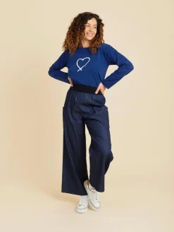 Blue Matis Cotton Denim Cropped Pants<agnès b. Flash Sale