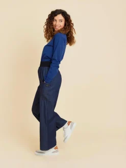 Blue Matis Cotton Denim Cropped Pants<agnès b. Flash Sale