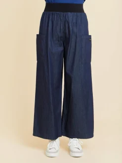 Blue Matis Cotton Denim Cropped Pants<agnès b. Flash Sale
