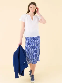 Blue Printed Crepe Maxi Skirt<agnès b. Best Sale