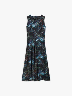 Blue Viscose Flared Dress Artist Ikon<agnès b. New