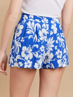 Blue Viscose Polynesian Print Cerise Culotte Skirt<agnès b. Store
