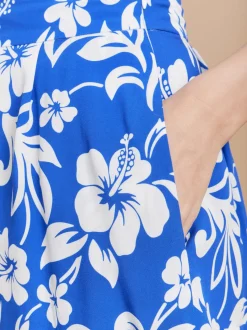 Blue Viscose Polynesian Print Cerise Culotte Skirt<agnès b. Store