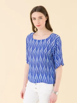 Blue Wave Print Top<agnès b. Cheap