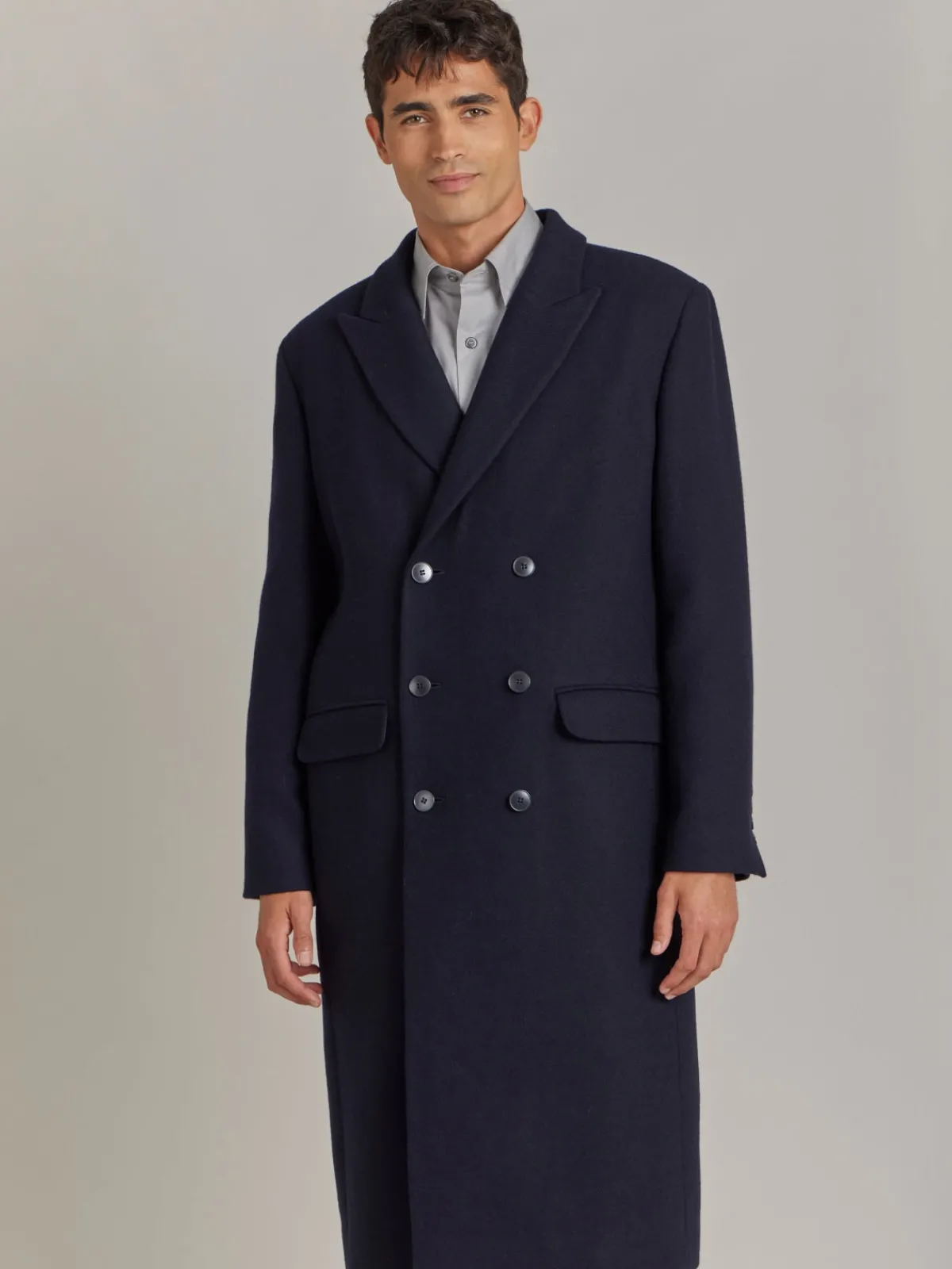Blue Wool Twill Coat<agnès b. Cheap