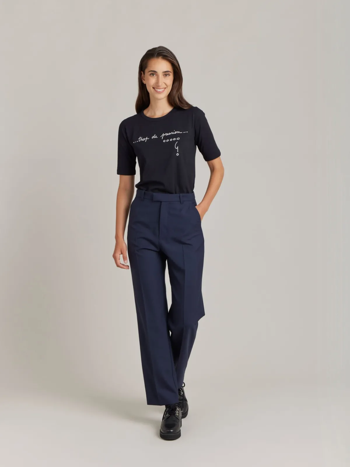 Blue Worsted Wool Ameline Pants<agnès b. Shop