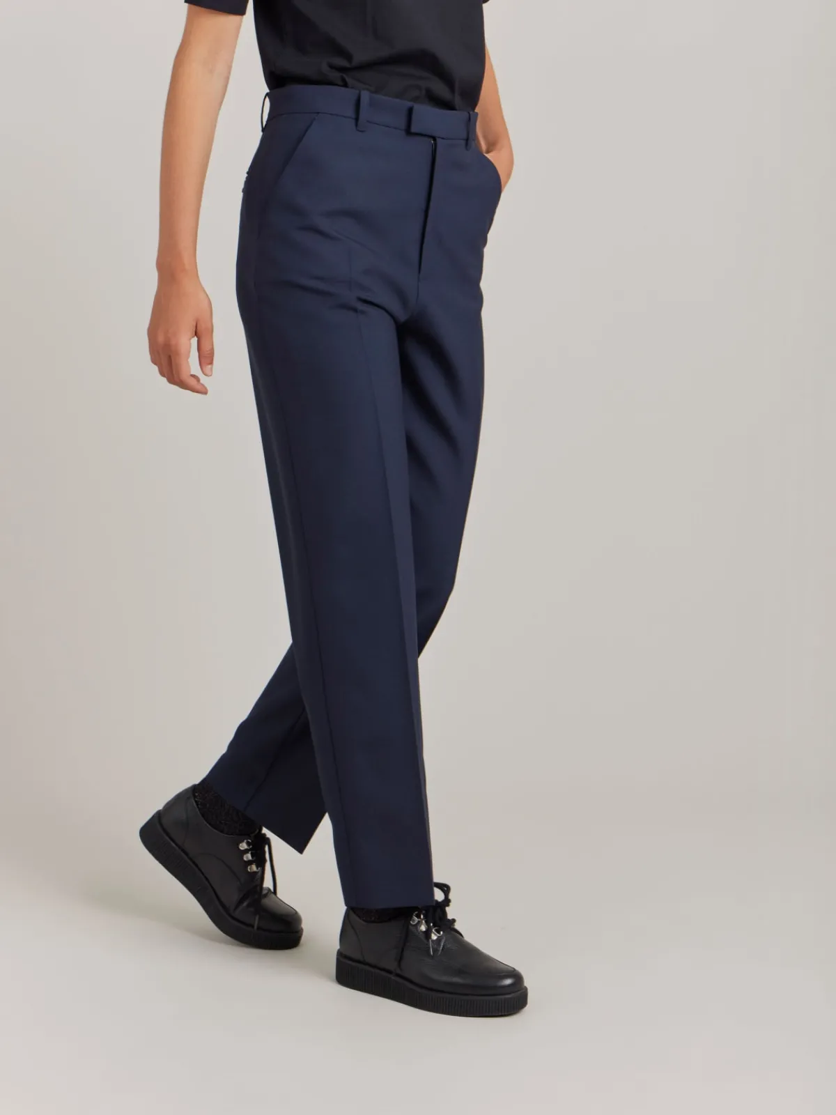 Blue Worsted Wool Ameline Pants<agnès b. Shop