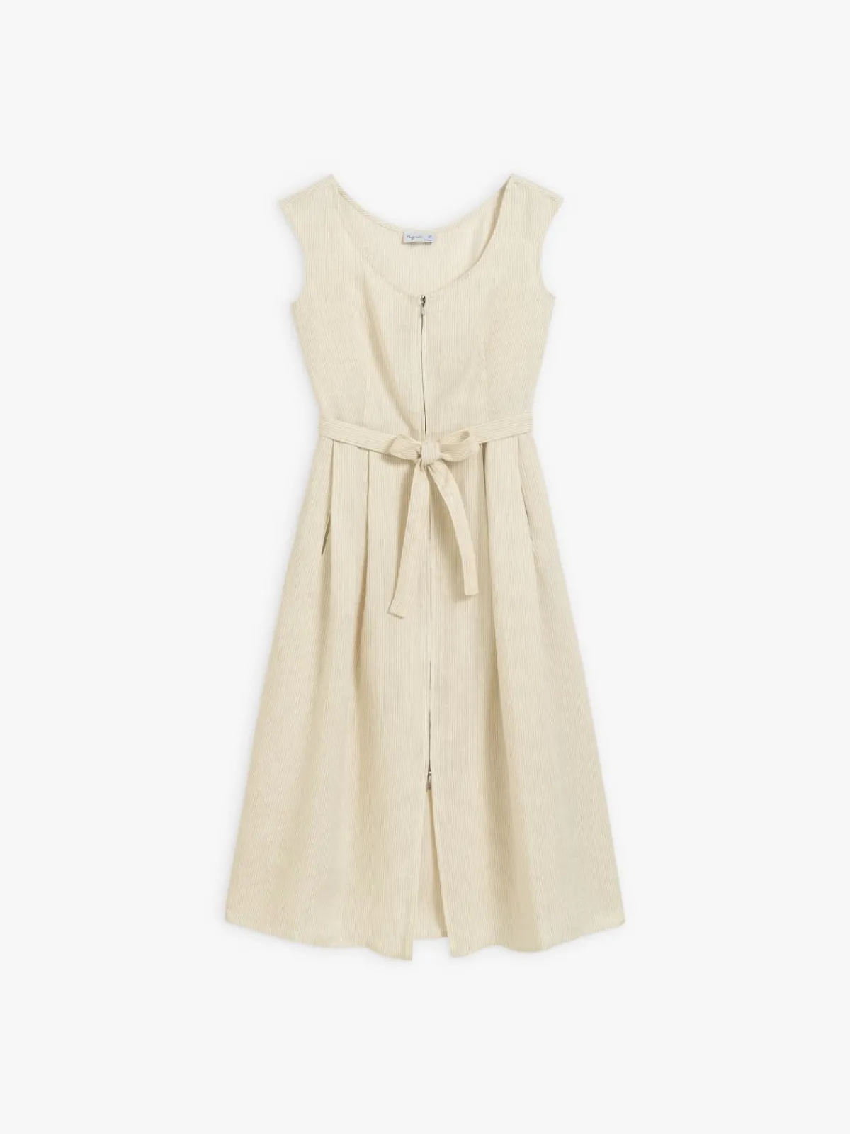 Brown Clara Striped Zipped Linen Dress<agnès b. Cheap