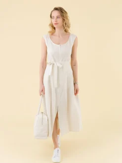 Brown Clara Striped Zipped Linen Dress<agnès b. Cheap