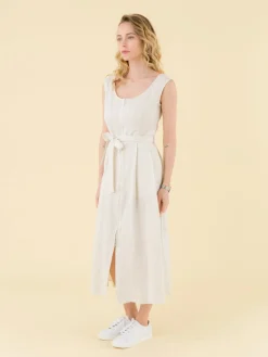 Brown Clara Striped Zipped Linen Dress<agnès b. Cheap