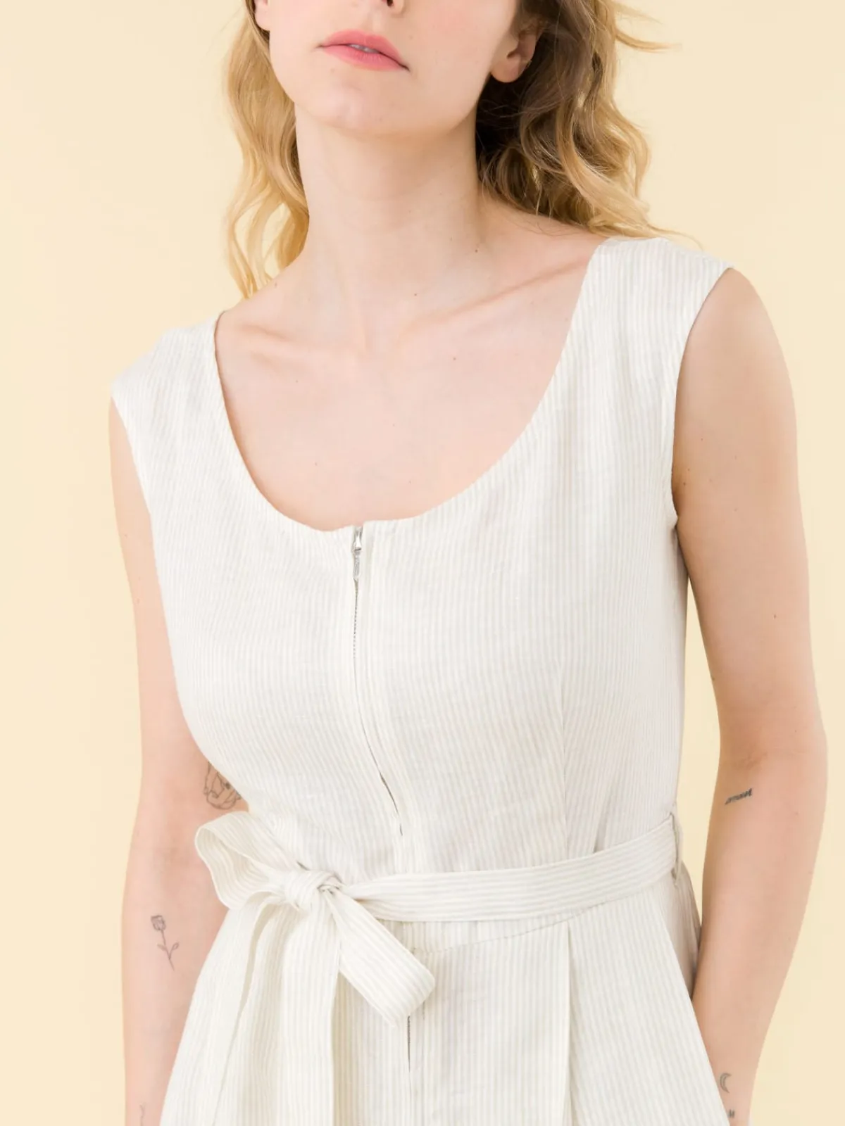 Brown Clara Striped Zipped Linen Dress<agnès b. Cheap