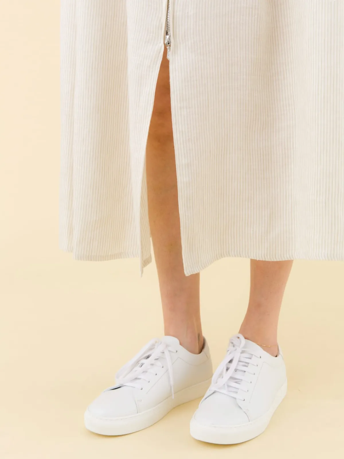Brown Clara Striped Zipped Linen Dress<agnès b. Cheap