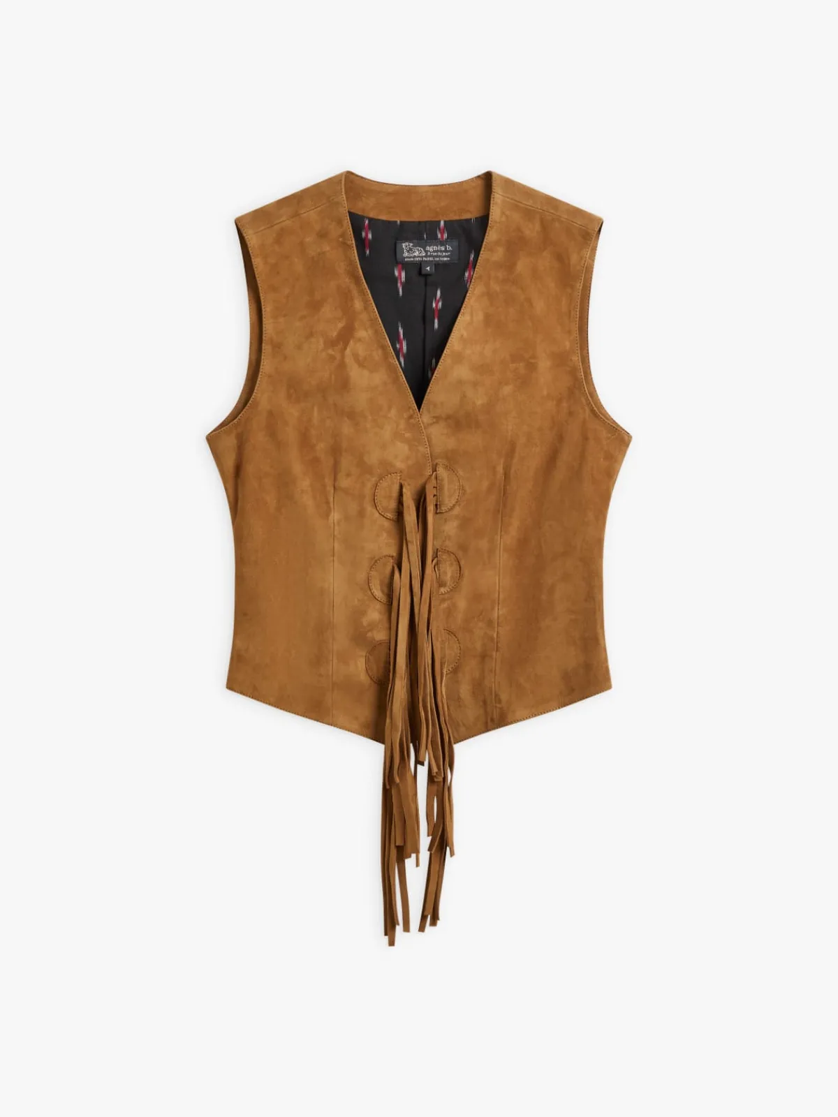 Brown Lambskin Suede Rocheuse Vest<agnès b. Cheap