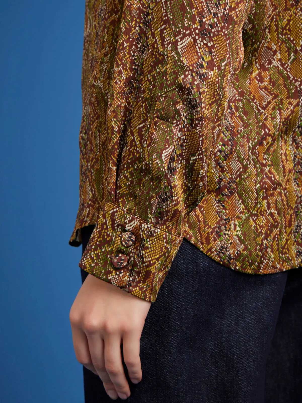 Brown Snakeskin Print Shirt<agnès b. Cheap
