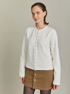 Cream Organic Cotton Snap Cardigan<agnès b. Cheap