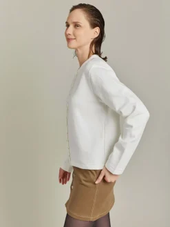 Cream Organic Cotton Snap Cardigan<agnès b. Cheap