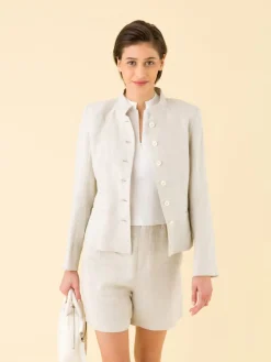Cream Zipped Bonnie Short Sleeve Sweater<agnès b. Clearance