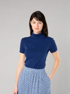 Dark Blue Short Sleeves Eddy Sweater<agnès b. Store
