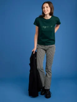 Dark Green Cotton "" Logo Brando T-shirt<agnès b. Online