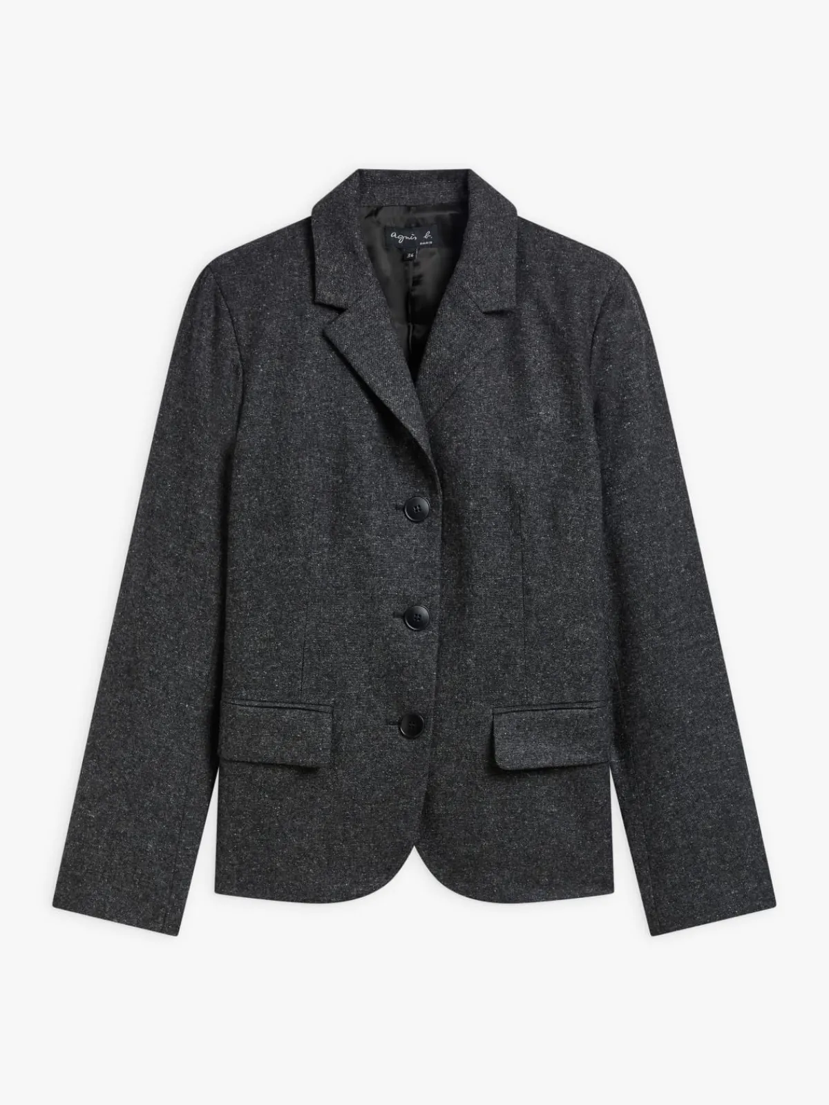 Dark Grey Tweed Wool Louisa Jacket<agnès b. Cheap