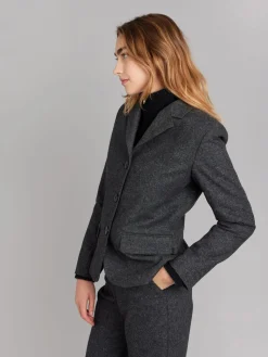 Dark Grey Tweed Wool Louisa Jacket<agnès b. Cheap