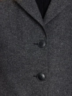 Dark Grey Tweed Wool Louisa Jacket<agnès b. Cheap