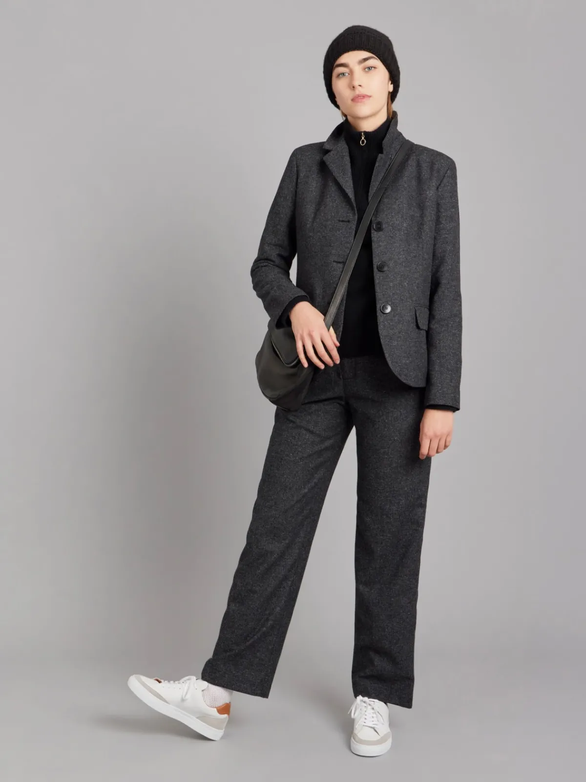 Dark Grey Tweed Wool Louisa Jacket<agnès b. Cheap