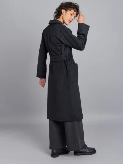 Dark Grey Wool And Alpaca Coat<agnès b. New