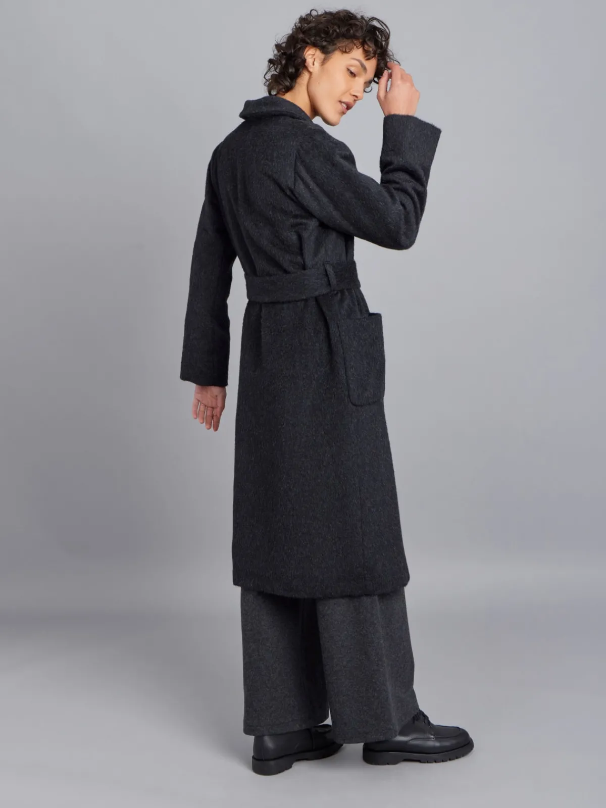 Dark Grey Wool And Alpaca Coat<agnès b. New