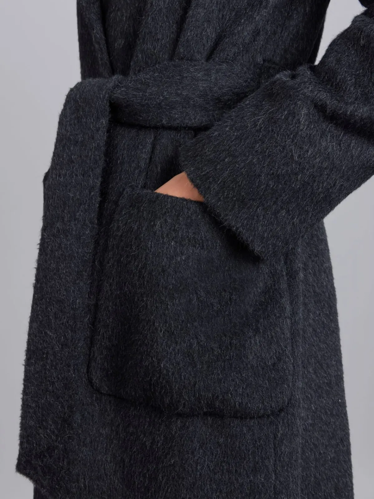 Dark Grey Wool And Alpaca Coat<agnès b. New