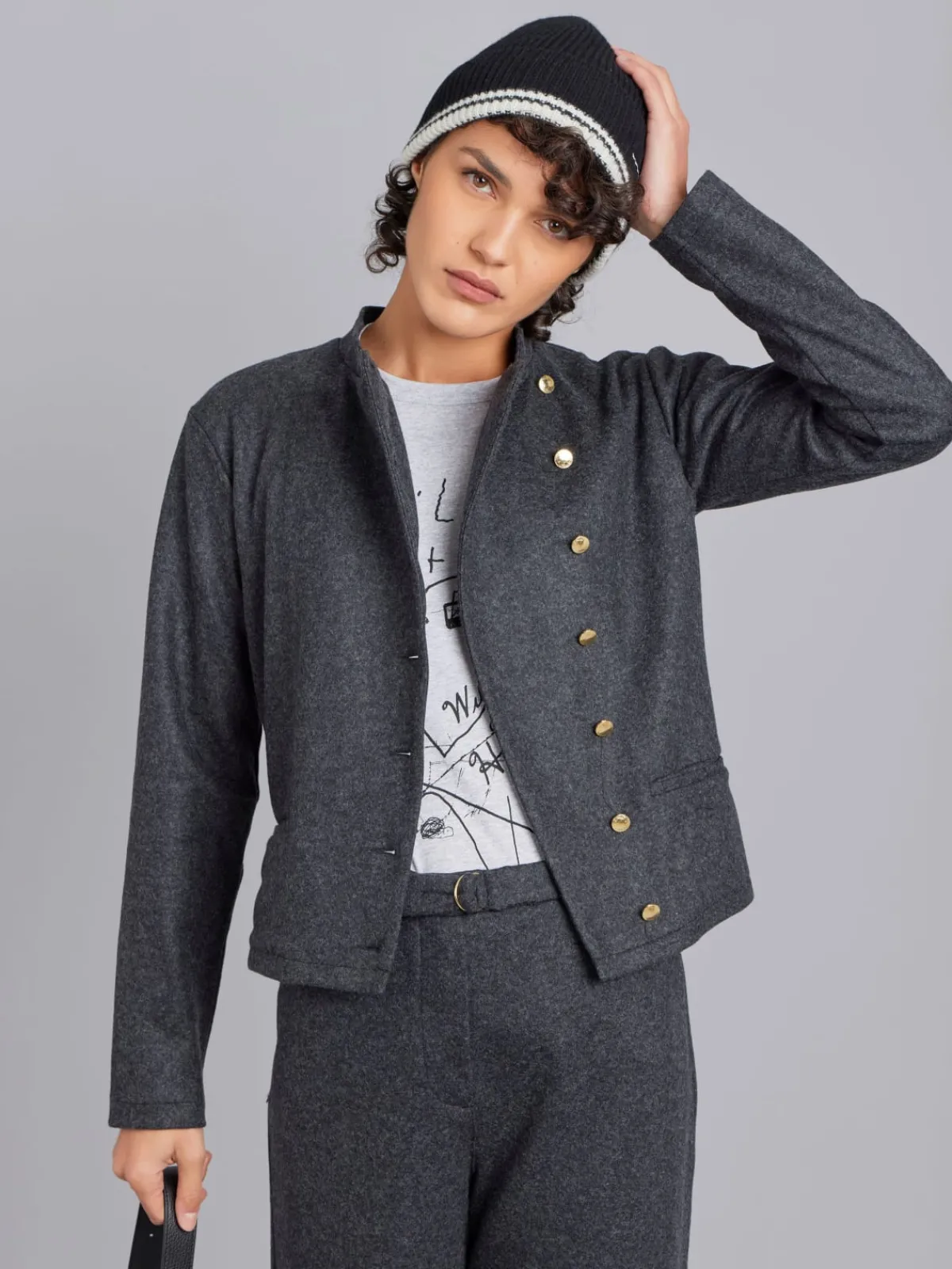 Dark Grey Wool Fifre Jacket<agnès b. Online