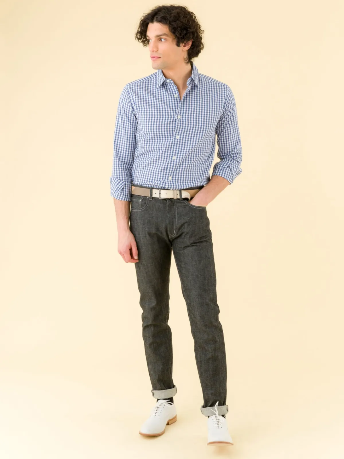 Denim Cotton Checked Shirt<agnès b. Outlet