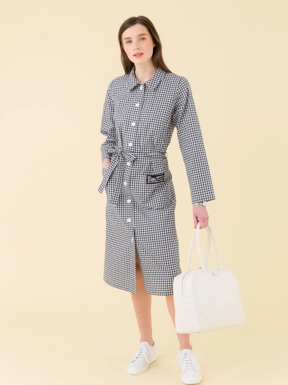 Gingham Check BB Cotton Shirt Dress<agnès b. Hot