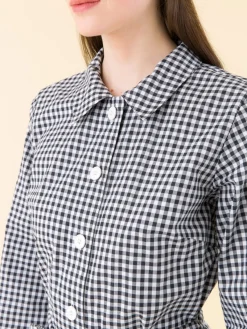 Gingham Check BB Cotton Shirt Dress<agnès b. Hot