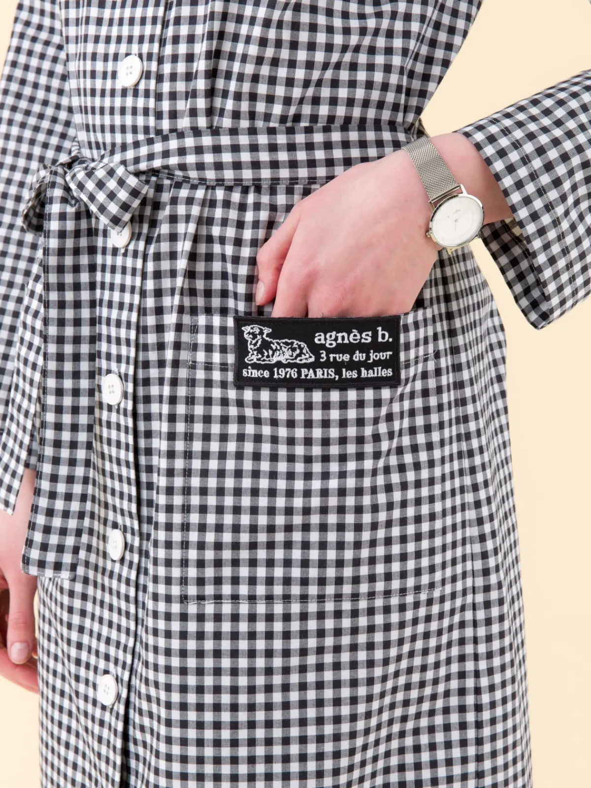 Gingham Check BB Cotton Shirt Dress<agnès b. Hot