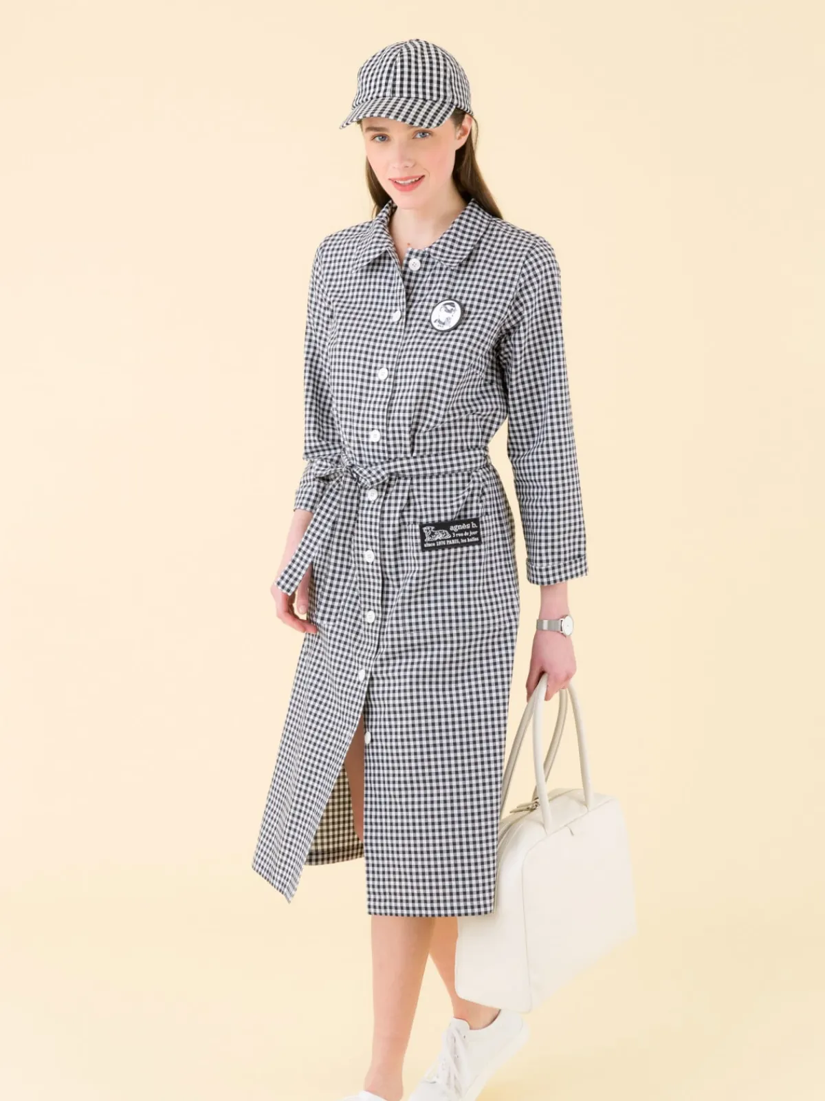 Gingham Check BB Cotton Shirt Dress<agnès b. Hot