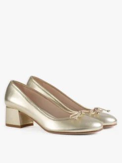 Golden Leather Constance Ballerinas<agnès b. Fashion