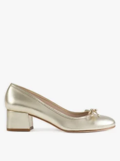 Golden Leather Constance Ballerinas<agnès b. Fashion