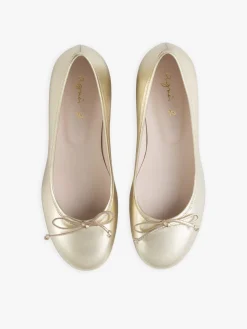 Golden Leather Constance Ballerinas<agnès b. Fashion