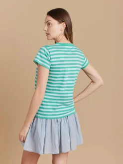 Green Cotton Brando 12/12 Striped T-shirt<agnès b. Hot