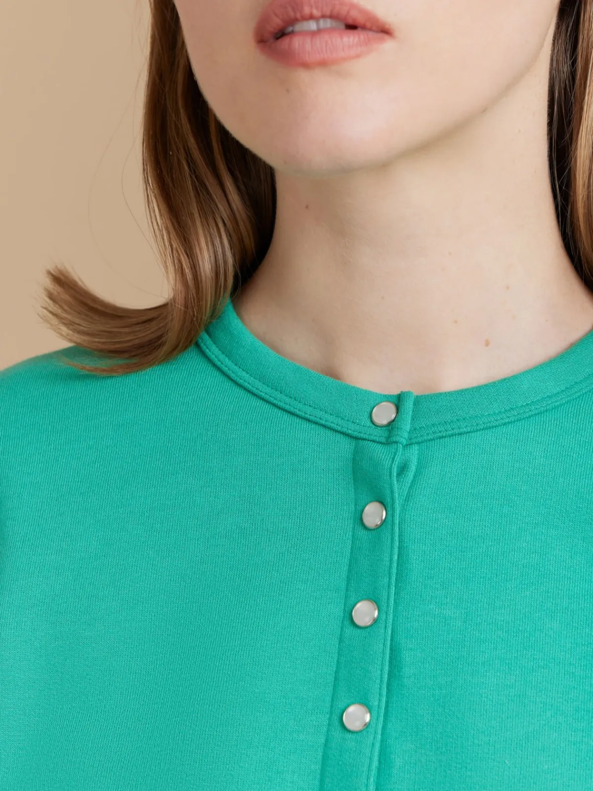 Green Le Classique Fleece Snap Cardigan<agnès b. Flash Sale