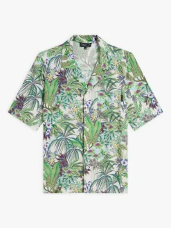 Green Viscose "jungle" Print Magnum Shirt<agnès b. Flash Sale