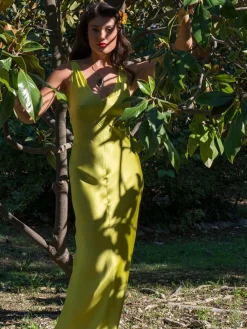 Green Viscose Satin Long Dress<agnès b. Best Sale
