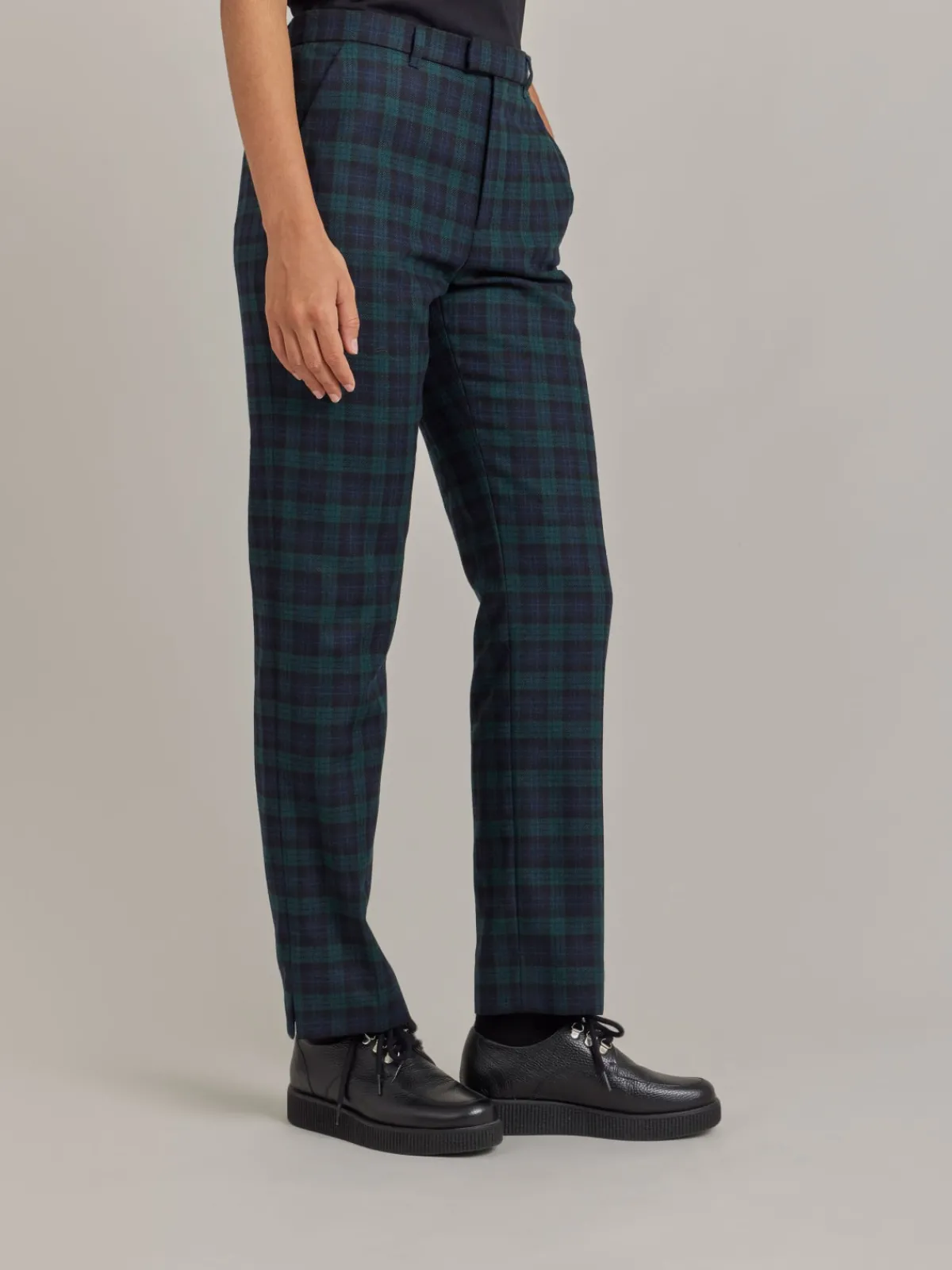 Green Wool Checked Fergie Pants<agnès b. New
