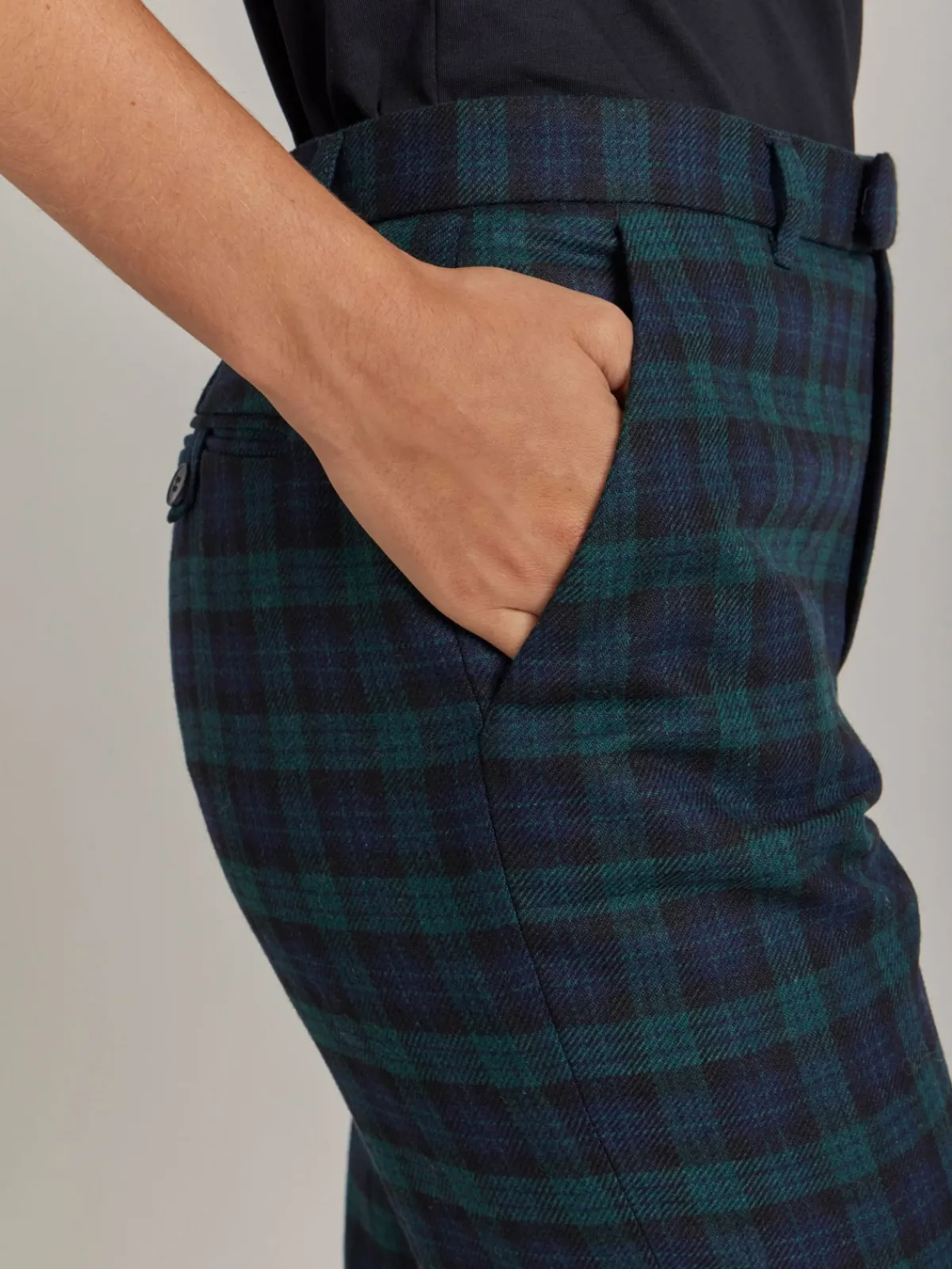 Green Wool Checked Fergie Pants<agnès b. New