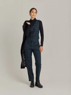 Green Wool Checked Vivian Vest<agnès b. Hot