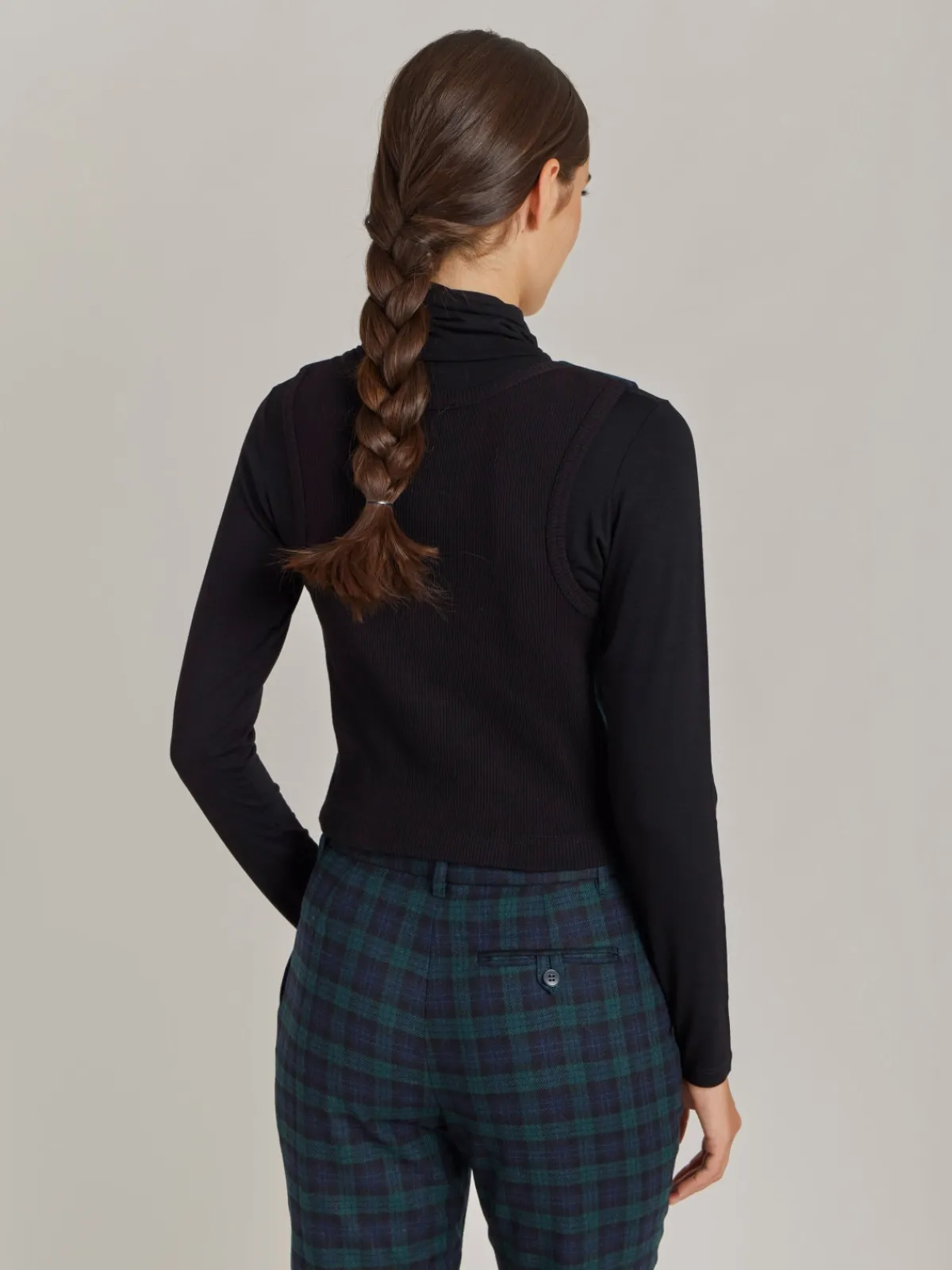 Green Wool Checked Vivian Vest<agnès b. Hot