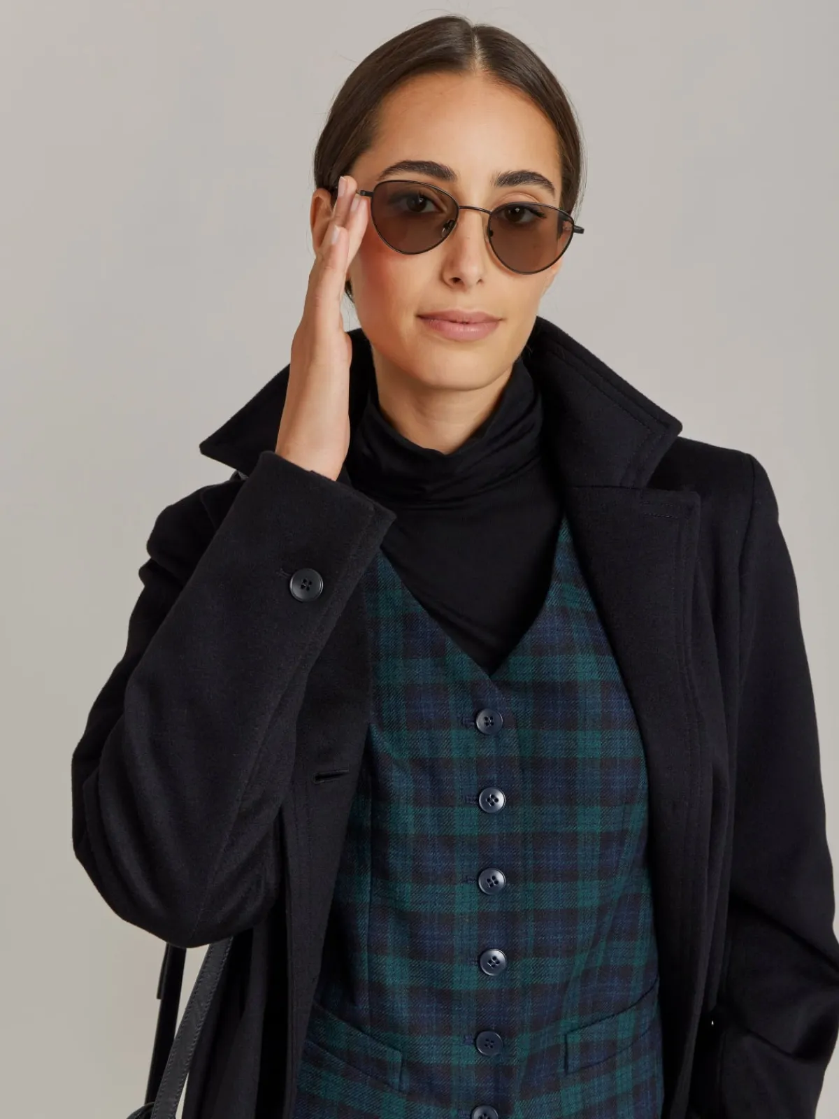 Green Wool Checked Vivian Vest<agnès b. Hot
