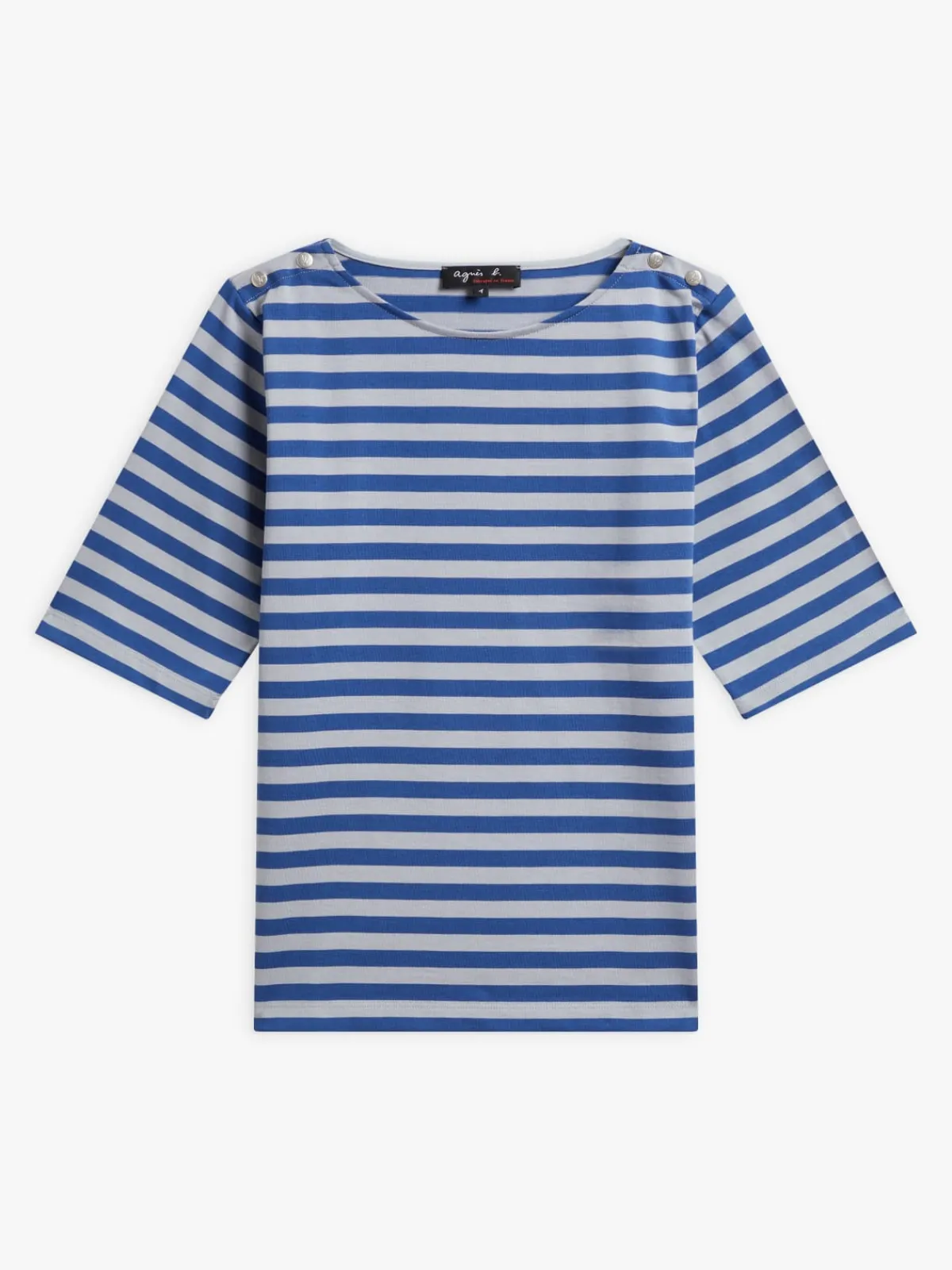 Grey And Blue Cotton Striped Cancale T-shirt<agnès b. Shop